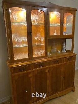 Large Vintage Ornate Yew Veneer display cabinet, Drinks/cocktail Cabinet