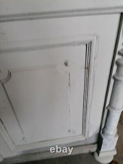 Large Vintage Painted Cupboard, Multiple Shelves & Drawers Glass Doors Desk