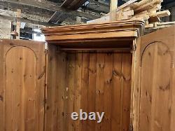 Large Vintage Solid Pine Double Wardrobe