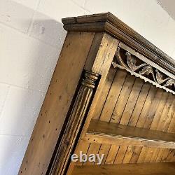 Large Vintage Solid Pine Welsh Dresser with Cornice 3 Tier Plate Rack 4 Drawers