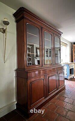 Large Vintage Victorian Style Glazed Bookcase Display Cabinet Cupboard Dresser