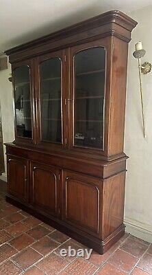 Large Vintage Victorian Style Glazed Bookcase Display Cabinet Cupboard Dresser