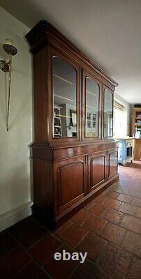 Large Vintage Victorian Style Glazed Bookcase Display Cabinet Cupboard Dresser