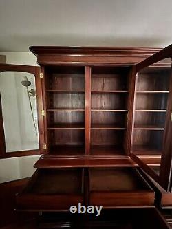 Large Vintage Victorian Style Glazed Bookcase Display Cabinet Cupboard Dresser