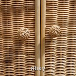 Large Vintage Wicker 2 Door Wardrobe. Bamboo Rattan Boho Tiki Retro