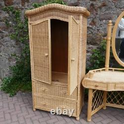 Large Vintage Wicker 2 Door Wardrobe. Bamboo Rattan Boho Tiki Retro