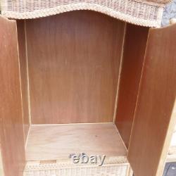 Large Vintage Wicker 2 Door Wardrobe. Bamboo Rattan Boho Tiki Retro