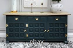 Large Vintage Younger Toledo Solid Oak Sideboard Kitchen Dresser Showhome