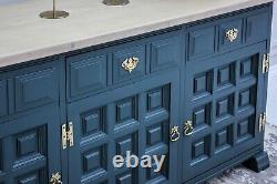 Large Vintage Younger Toledo Solid Oak Sideboard Kitchen Dresser Showhome