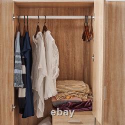 Large Wardrobe 2 Door 3 Drawer with Hanging Rail Storage Bedroom Unit Furniture