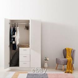 Large Wardrobe 2 Door 3 Drawer with Hanging Rail Storage Bedroom Unit Furniture