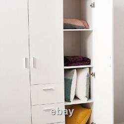 Large Wardrobe 2 Door 3 Drawers with Hanging Rail Storage Bedroom Unit Furniture