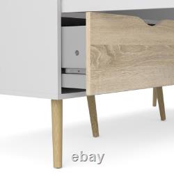 Large Wardrobe White & Oak, 3 Doors & 3 Drawers, Modern Bedroom Storage