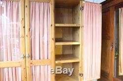 Large Wardrobe With Window Glazed Curtained Doors Drawers & Shelves