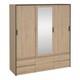 Large Wardrobe with 2 Sliding Doors & Mirror Jackson Hickory Finish