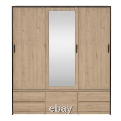 Large Wardrobe with 2 Sliding Doors & Mirror Jackson Hickory Finish