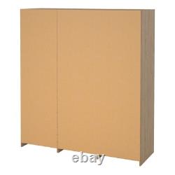 Large Wardrobe with 2 Sliding Doors & Mirror Jackson Hickory Finish