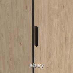 Large Wardrobe with 2 Sliding Doors & Mirror Jackson Hickory Finish