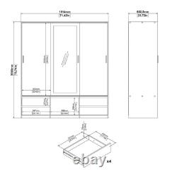 Large Wardrobe with 2 Sliding Doors & Mirror Jackson Hickory Finish