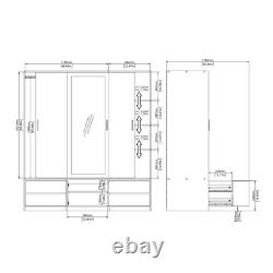 Large Wardrobe with 2 Sliding Doors & Mirror Jackson Hickory Finish