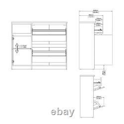Large White High Gloss Finish Shoe Storage Cabinet Unit Tilting Doors Drawers