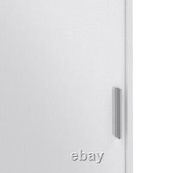 Large White High Gloss Wardrobe 2 Sliding Doors 3 Drawers Hanging Clothes Rail