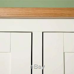 Large White Triple Wardrobe 3 Doors 2 Drawers Painted Solid Wood Bedroom Farrow