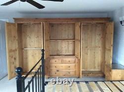 Large, Wide, Chunky, Solid Pine 6 Door Wardrobe with 4 drawers