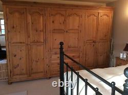 Large, Wide, Chunky, Solid Pine 6 Door Wardrobe with 4 drawers