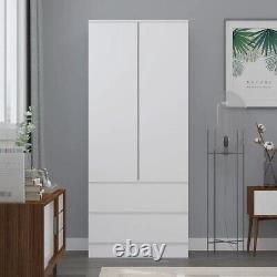 Large Wide Matt White Combination Wardrobe Bedroom Furniture Hanging Storage