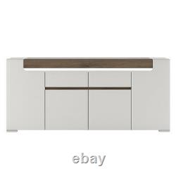 Large Wide Sideboard White High Gloss Storage Cabinet 4 Door 2 Drawer Cupboard