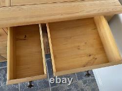 Large Wide Solid Oak 6 Drawer Sideboard H77 W150cm
