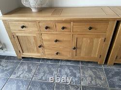 Large Wide Solid Oak 6 Drawer Sideboard H77 W180cm