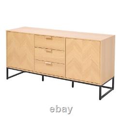 Large Wood Chest of 3 Drawers Bedside Cabinet Console Hallway Storage Sideboard