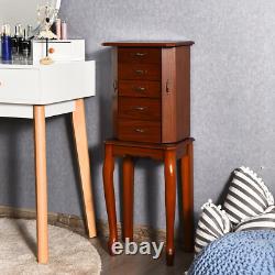 Large Wood Jewelry Cabinet Storage Chest Stand Organizer Drawer & Door Furniture