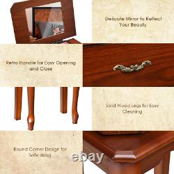 Large Wood Jewelry Cabinet Storage Chest Stand Organizer Drawer & Door Furniture