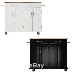 Large Wood Kitchen Island Trolley Cart Storage Cabinet Door Cupboard with Drawer