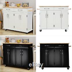Large Wood Kitchen Island Trolley Cart Storage Cabinet Door Cupboard with Drawer