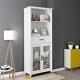 Large Wooden Bookcase Cabinet Closet with Bi-fold Glass Door 1 Drawers 2 Shelves