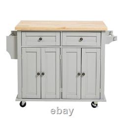 Large Wooden Kitchen Storage Carts Trolley Sideboard Serving Unit Cabinet Wheels