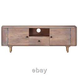 Large Wooden TV Cabinet Rustic Brown TV Stand With Drawer And Doors Cupboard