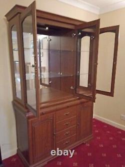 Large Wooden Triple Display Cabinet (Glass Doors, Drawers & Cupboards) lights