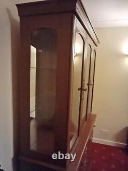 Large Wooden Triple Display Cabinet (Glass Doors, Drawers & Cupboards) lights