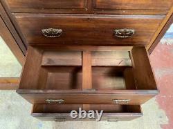 Large antique Edwardian mahogany compactum wardrobe armoire cabinet Delivery