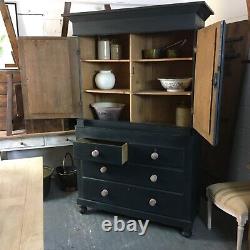 Large antique freestanding kitchen cupboard. Farrow&Ball blue black