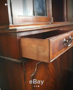 Large, antique, repo, mahogany, glazed, 3 door, bookcase, cabinet, drawers, filing, office