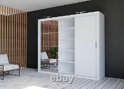 Large bedroom set CLEO1 sliding 250cm wardrobe chest 2 x bedsides white matt