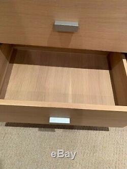 Large contemporary solid light oak sideboard with 2 door cupboards, 3 drawers