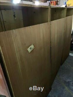 Large mid century Italian teak six door wardrobe with chest of drawers & shelves