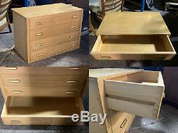 Large mid century Italian teak six door wardrobe with chest of drawers & shelves